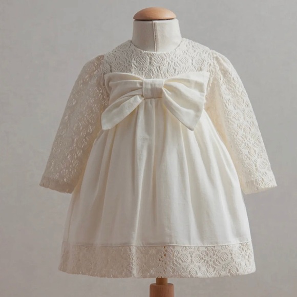 Elegant Cream Lace Baby Dress